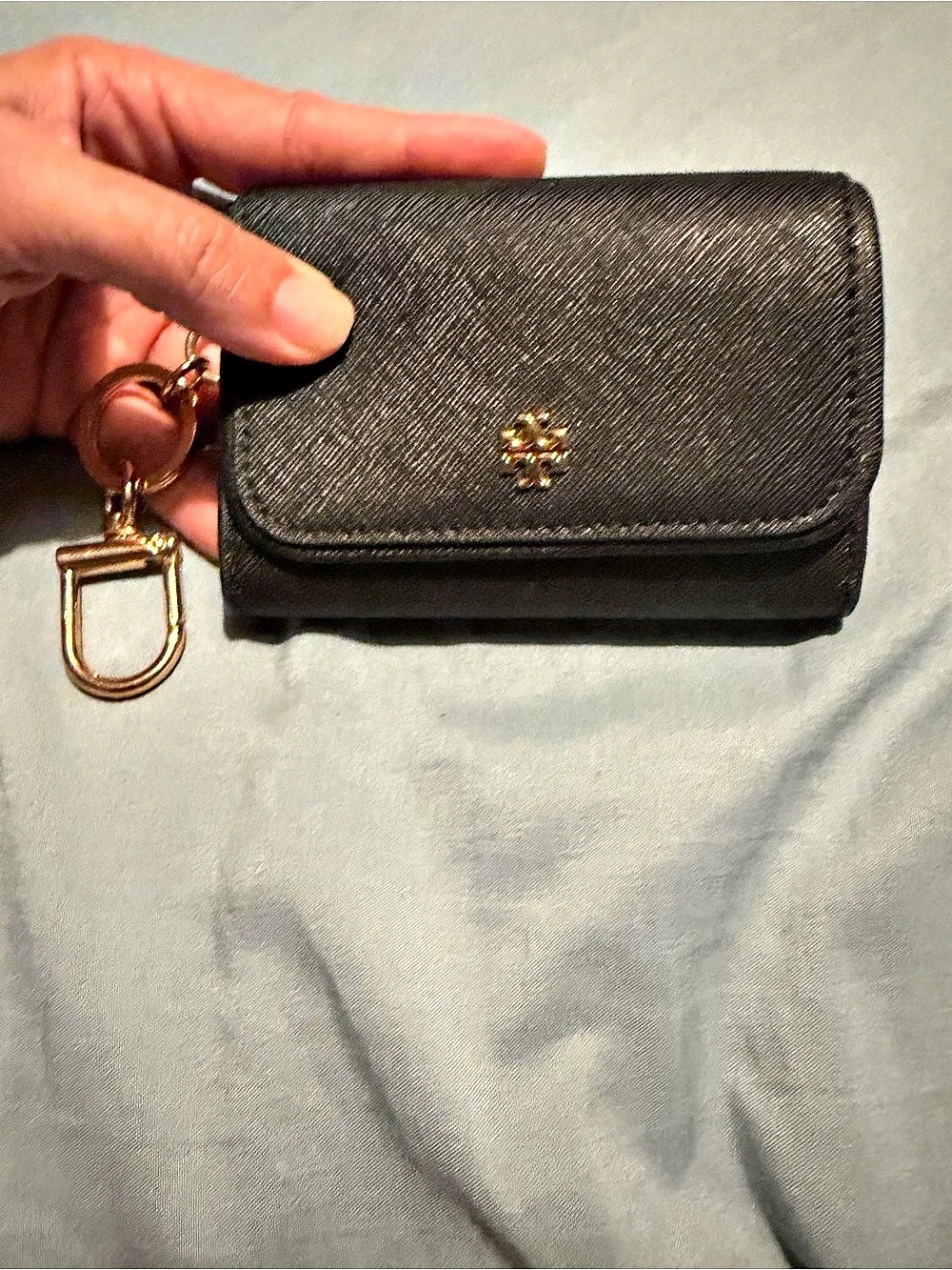 Tory Burch Black Wallet with Key Clip